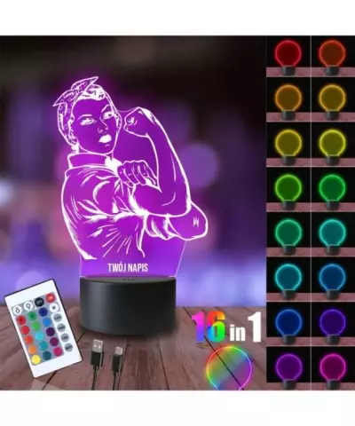 Lampka Nocna 3D LED LAMP Prezent na Dzień Kobiet Girl Power