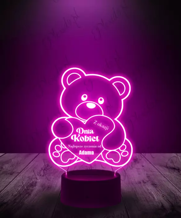 lampka_3d_led_plexido_prezent_na_dzień_kobiet_miś