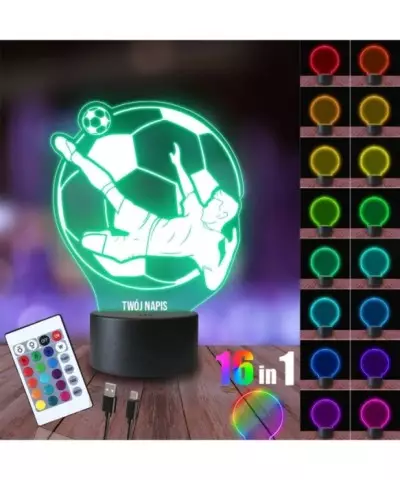 Lampka Nocna 3D LED LAMP Piłkarz Strzał