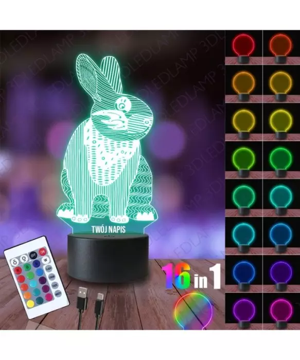 Lampka Nocna 3D LED LAMP Wielkanocny Zajączek