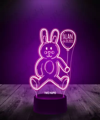 Lampka LED 3D Plexido Metryczka dla Dziecka Królik - 2