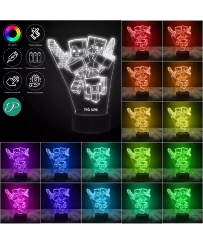 Lampka LED 3D Plexido Salamandra Axolotl - 4