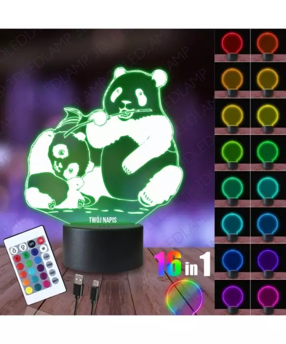 Lampka Nocna 3D LED LAMP Misie Panda