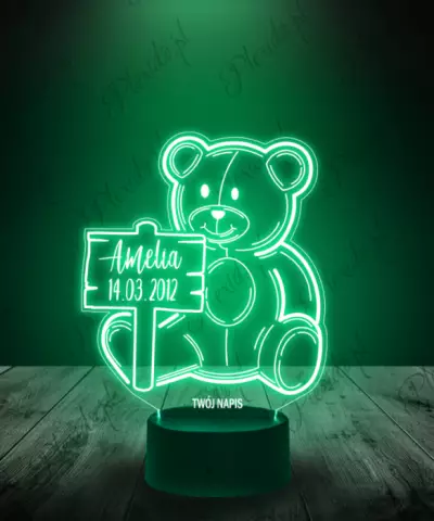 Lampka LED 3D Plexido Metryczka dla Dziecka Misiu - 3