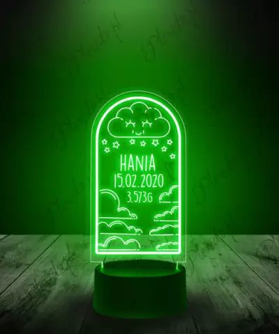 Lampka LED 3D Plexido Metryczka dla Dziecka Chmurka - 2
