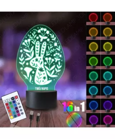 Lampka Nocna 3D LED LAMP Wielkanoc Zajączek Kwiatki