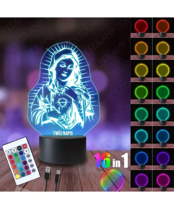 Lampka Nocna 3D LED LAMP Maryja Fatimska
