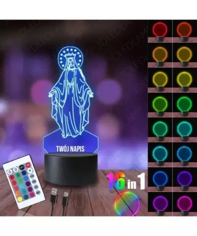 Lampka Nocna 3D LED LAMP Maryja Matka