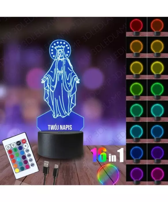 Lampka Nocna 3D LED LAMP Maryja Matka