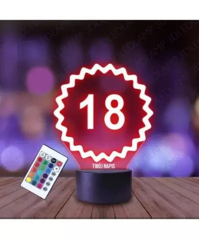 Lampka Nocna 3D LED LAMP Osiemnastka Prezent