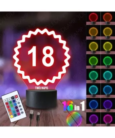 Lampka Nocna 3D LED LAMP Osiemnastka Prezent