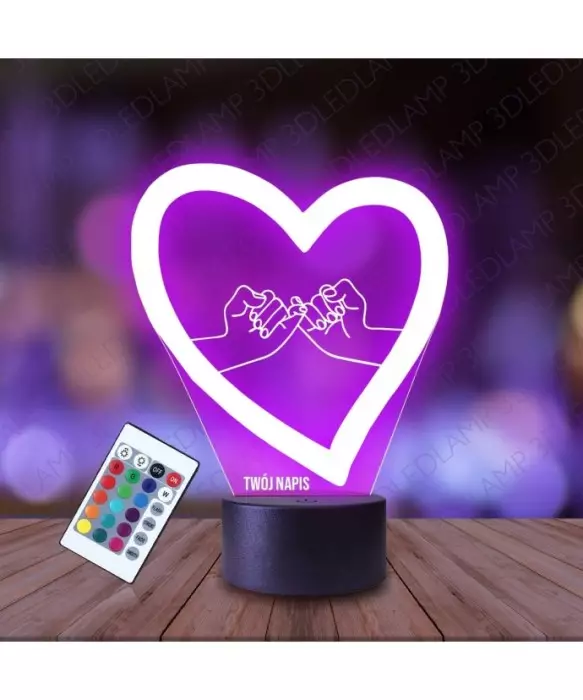 Lampka Nocna 3D LED LAMP Serce Obietnica