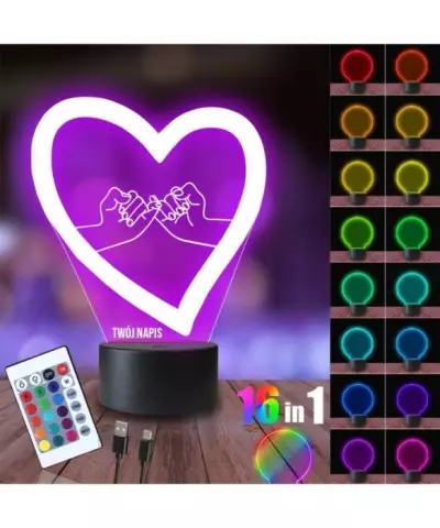 Lampka Nocna 3D LED LAMP Serce Obietnica