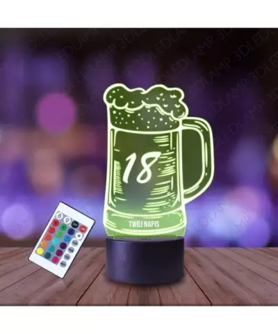 Lampka Nocna 3D LED LAMP Osiemnastka Prezent Piwo