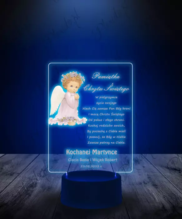 Lampka LED 3D Plexido Pamiątka Chrztu Świętego Prezent - 3