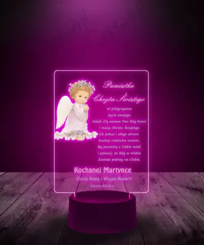 Lampka LED 3D Plexido Pamiątka Chrztu Świętego Prezent - 4