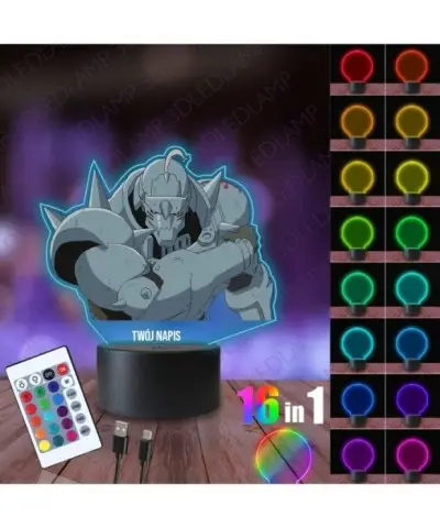 Lampka Nocna 3D LED LAMP z Nadrukiem Alphonse Elric