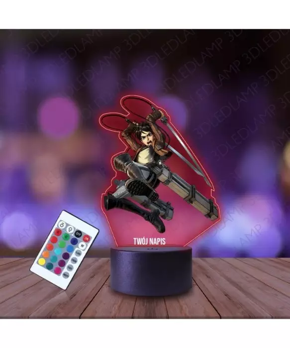 Lampka Nocna 3D LED LAMP z Nadrukiem Eren Yeager
