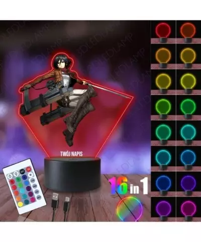 Lampka Nocna 3D LED LAMP z Nadrukiem Mikasa Ackermann