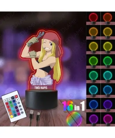 Lampka Nocna 3D LED LAMP z Nadrukiem Winry Rockbell