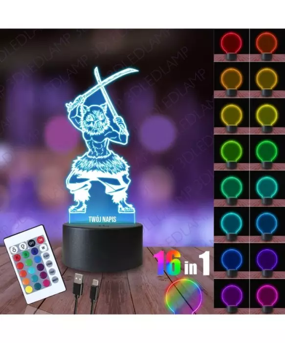 Lampka Nocna 3D LED LAMP Demon Slayer Inosuke Hashibira