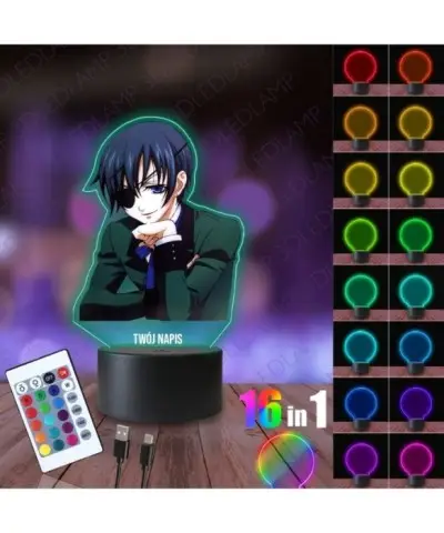 Lampka Nocna 3D LED LAMP z Nadrukiem Ciel Phantomhive