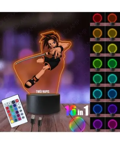 Lampka Nocna 3D LED LAMP z Nadrukiem Yoh Asakura Król Szamanów