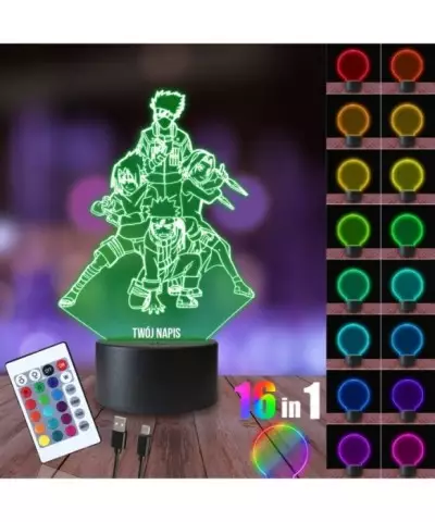Lampka Nocna 3D LED LAMP Naruto Grupa Bohaterów