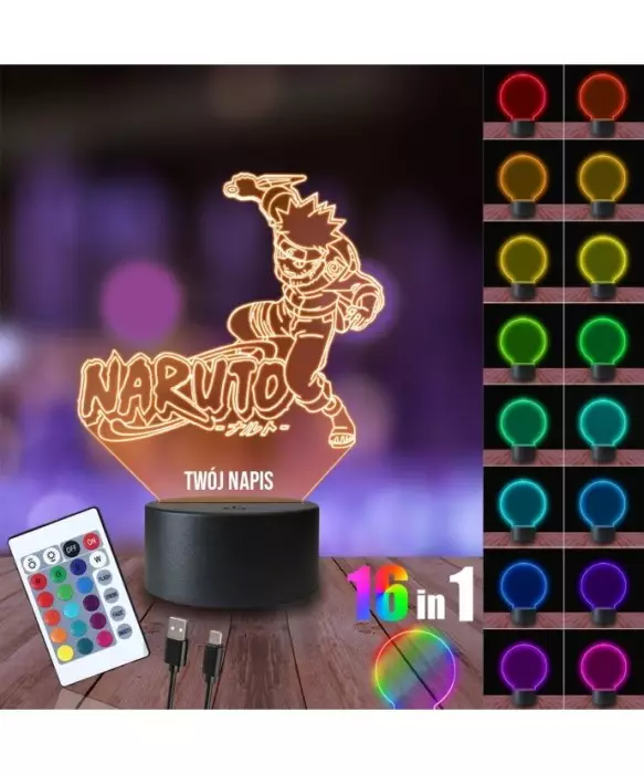 Lampka Nocna 3D LED LAMP Naruto Napis
