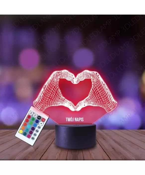 Lampka Nocna 3D LED LAMP Dłonie Serce