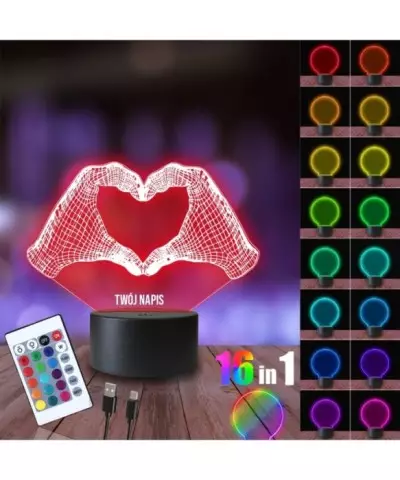 Lampka Nocna 3D LED LAMP Dłonie Serce
