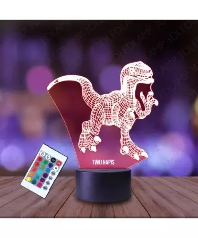 Lampka Nocna 3D LED LAMP Welociraptor Dinozaur Park Jurajski
