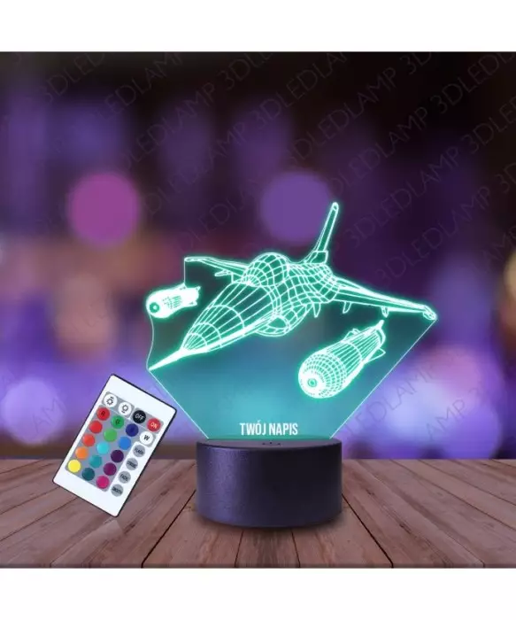 Lampka Nocna 3D LED LAMP Myśliwiec Odrzutowiec