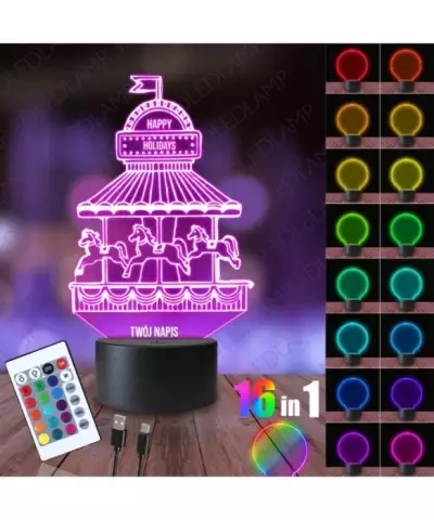 Lampka Nocna 3D LED LAMP Cyrk Karuzela