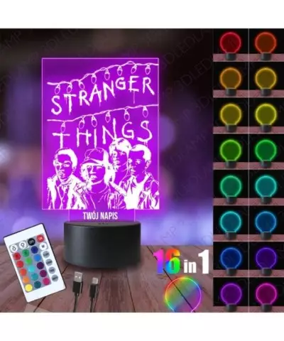 Lampka Nocna 3D LED LAMP Stranger Things List i Postacie