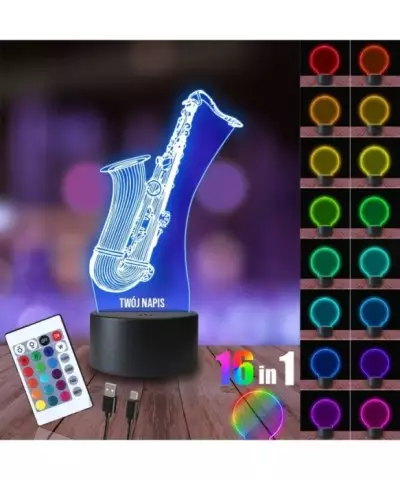 Lampka Nocna 3D LED LAMP Saksofon