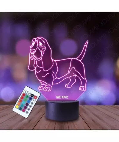 Lampka Nocna 3D LED LAMP Piesek Basset