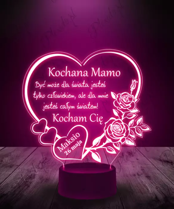 Lampka LED 3D Plexido Prezent na Dzień Matki Serce - 5