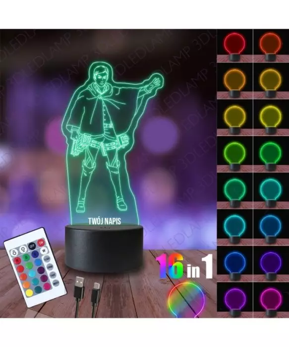 Lampka Nocna 3D LED LAMP Erwin Smitch Attack on Titan