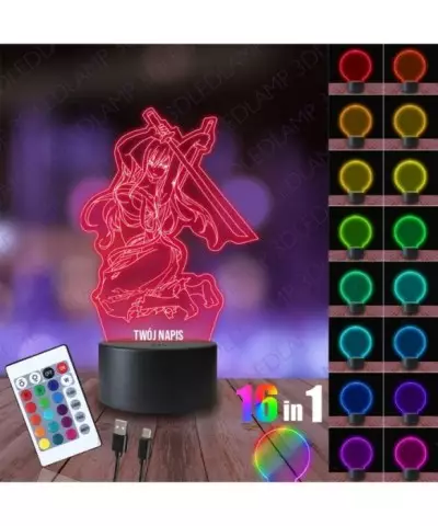 Lampka Nocna 3D LED LAMP Fairy Tail Erza Scarlet