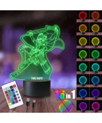 Lampka Nocna 3D LED LAMP Hange Zoe Atak Tytanów