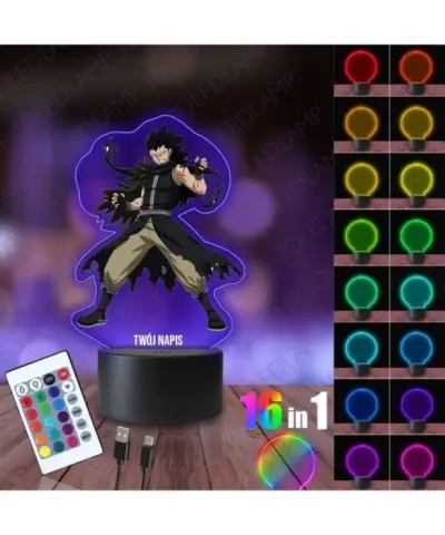 Lampka Nocna 3D LED LAMP z Nadrukiem Fiary Tail Gajeel Redfox