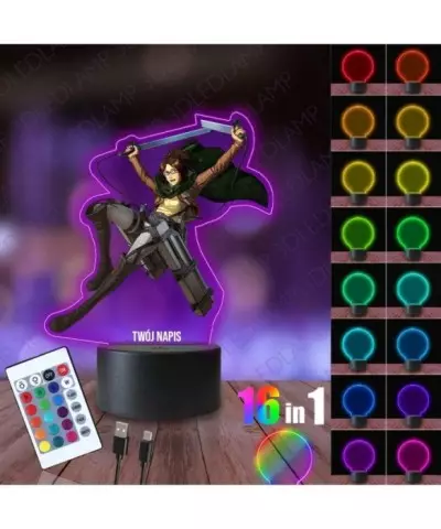 Lampka Nocna 3D LED LAMP z Nadrukiem Attack on Titan Hange Zoe