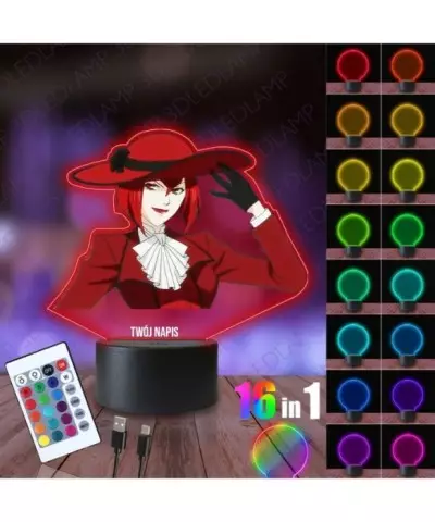 Lampka Nocna 3D LED LAMP z Nadrukiem Madame Red Kuroshitsuji