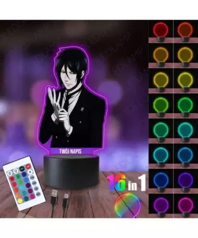 Lampka Nocna 3D LED LAMP z Nadrukiem Sebastian Michaelis Kuroshitsuji