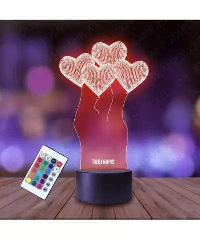 Lampka Nocna 3D LED LAMP Prezent na Walentynki Balony Serca