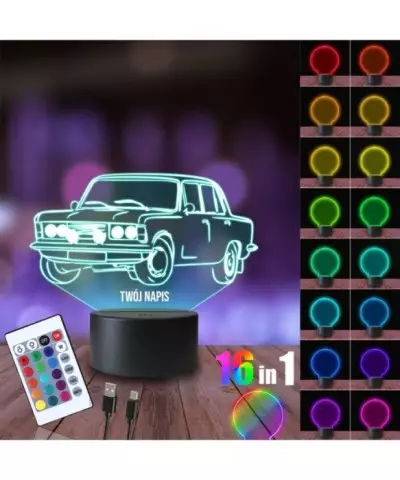 Lampka Nocna 3D LED LAMP Samochód Fiat 125p