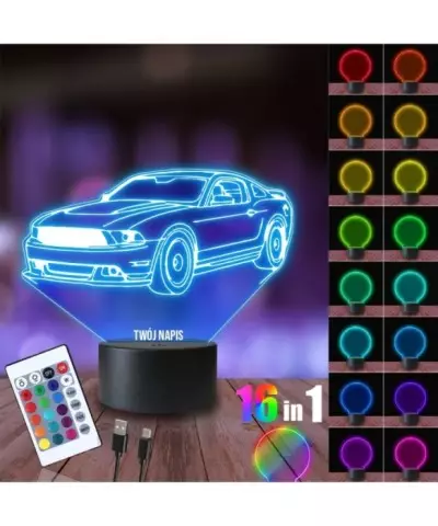 Lampka Nocna 3D LED LAMP Samochód Mustang S197