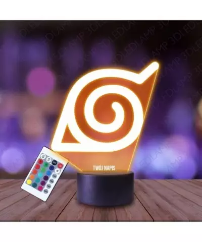 Lampka Nocna 3D LED LAMP Konoha Symbol Naruto