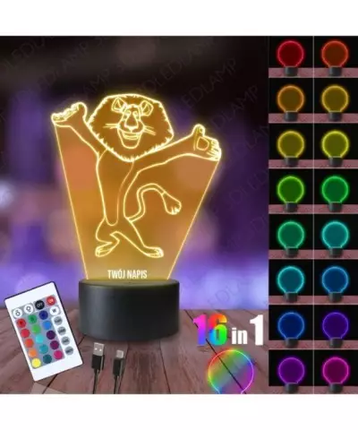 Lampka Nocna 3D LED LAMP Madagaskar Lew Alex